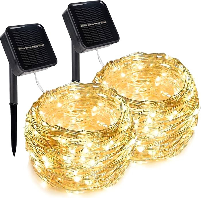 Twinkle Star 2 Pack Solar String Lights Outdoor, Total 80 FT 240 LED Solar Fairy Lights Outside W... | Amazon (US)