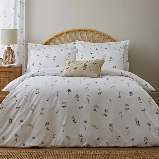 Pressed Floral White Duvet Cover and Pillowcase Set | Dunelm (migrated)