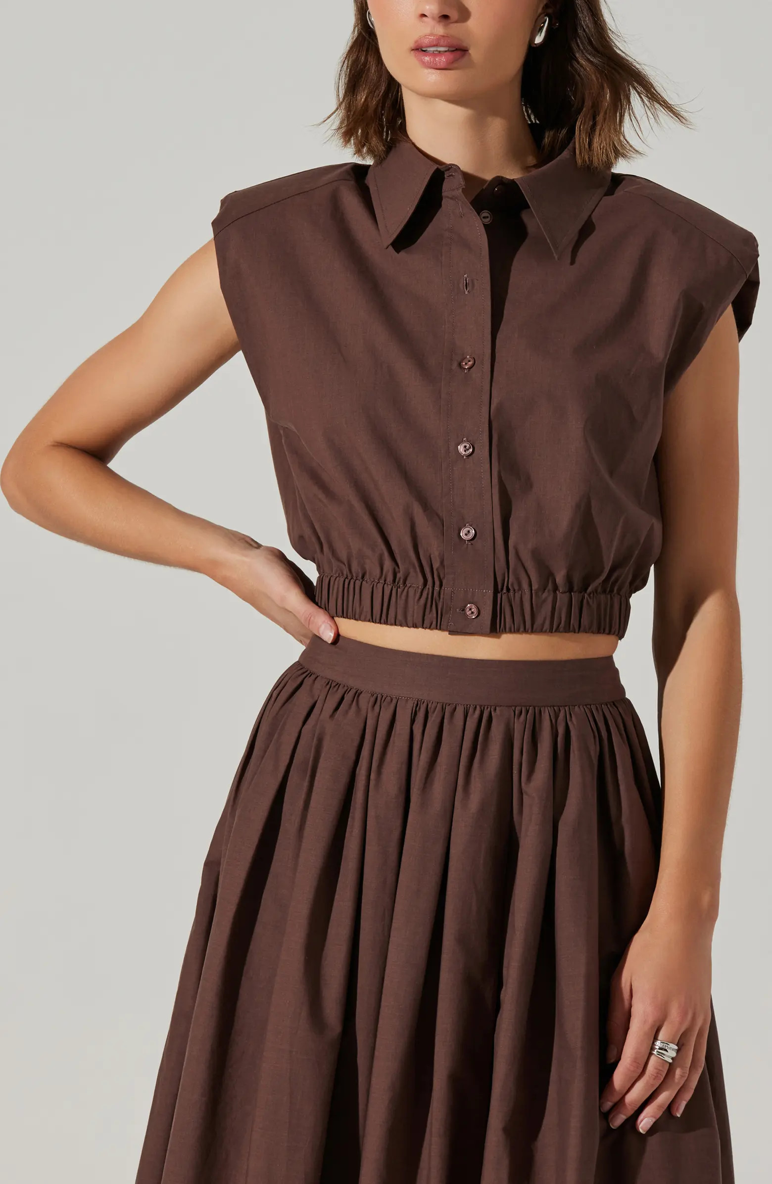 ASTR the Label Bysen Button-Up Crop Top | Nordstrom | Nordstrom