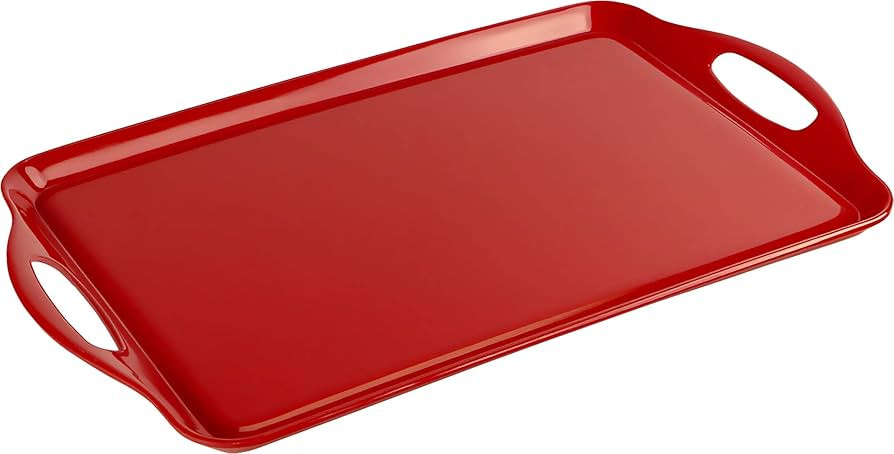 Calypso Basics Reston Lloyd Melamine Serving/Ottoman Handles, Rectangular Tray, Red | Amazon (US)