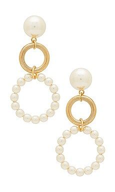 Ettika Double Drop Earrings in Gold & Pearl from Revolve.com | Revolve Clothing (Global)