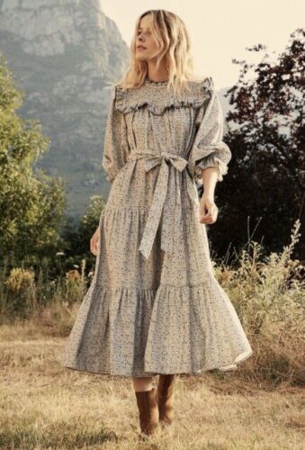 XS Dôen Mountain Dress, Cream California Wildflower Corduroy Prairie Cottagecore  | eBay | eBay US