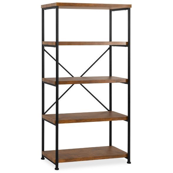 Best Choice Products 5-Tier Rustic Industrial Bookshelf Display Décor Accent w/ Metal Frame, Woo... | Target