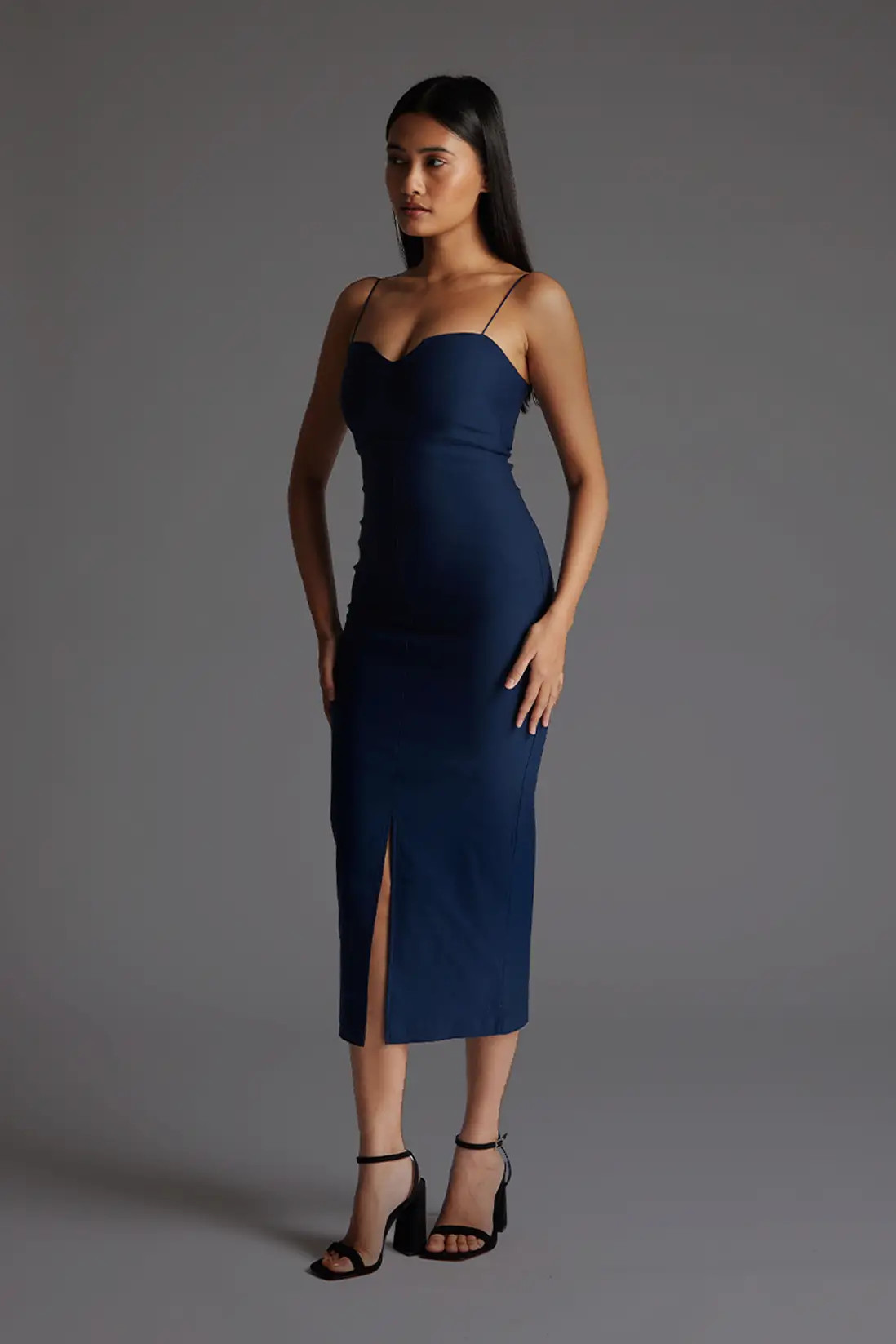 Dresses | Sweetheart Neckline Strappy Bodycon Midaxi Dress In Navy | Vesper | Debenhams UK