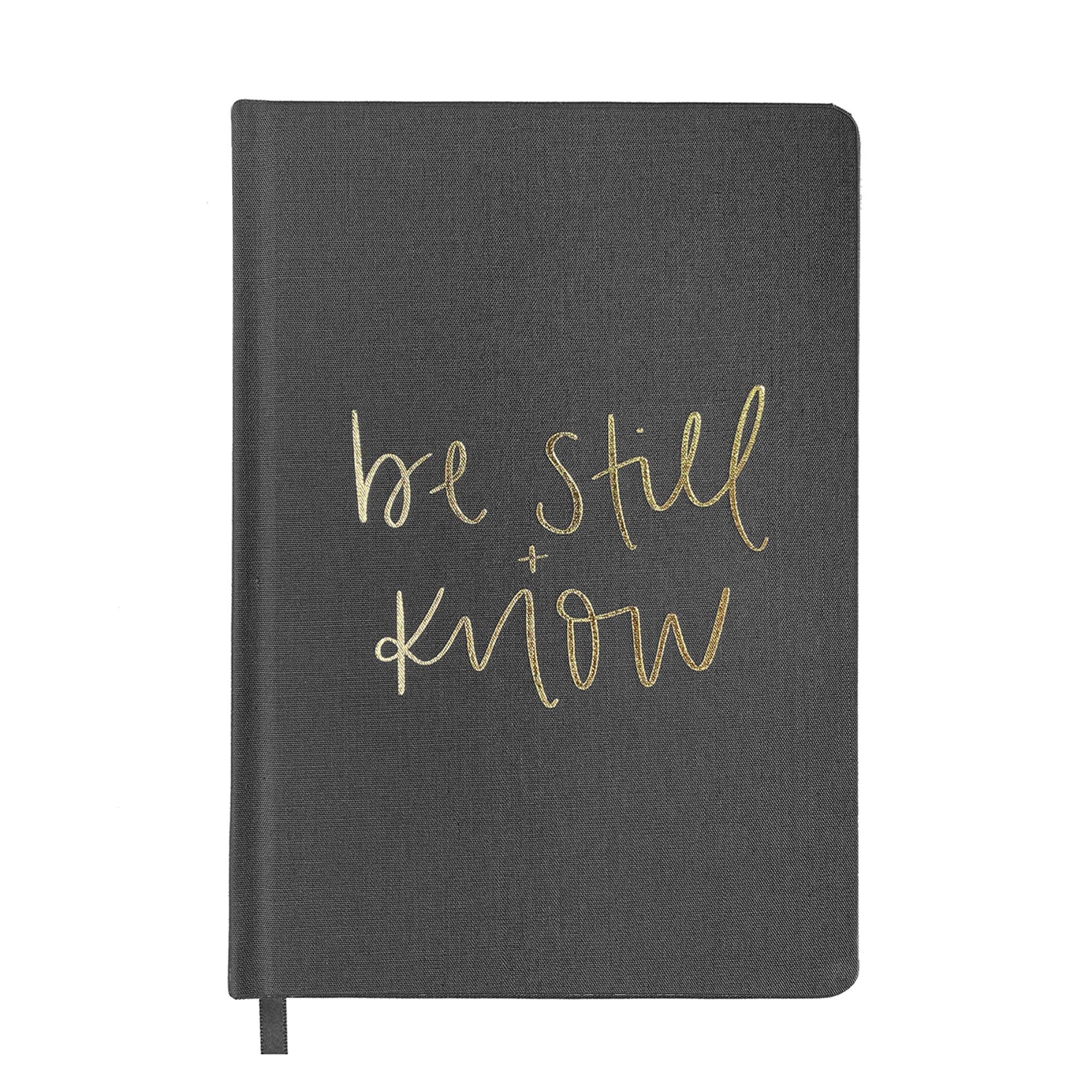 Be Still and Know - Grey + Gold Fabric Journal | Sweet Water Decor, LLC