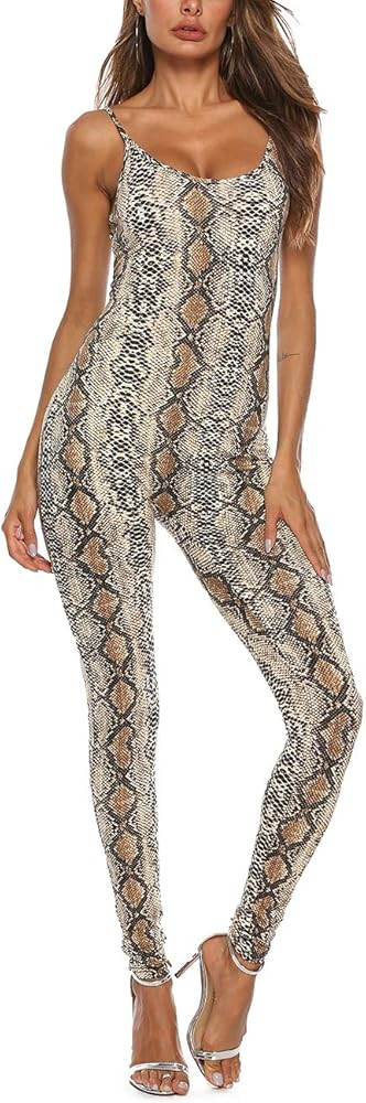 Amilia Womens Spaghetti Strap Bodycon Tank One Piece Jumpsuits Rompers Playsuit | Amazon (US)