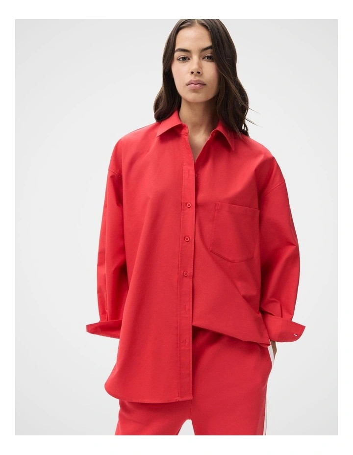 UnisonOversized Oxford Shirt in Red | Myer