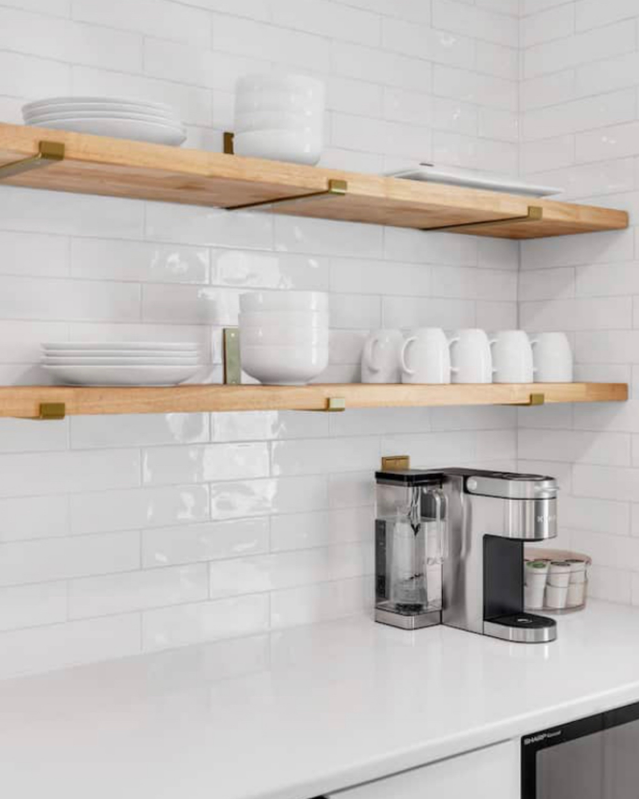 DIY shelves using butcher block - cut in half for 10 inch depth #diykitchen 

#LTKhome
