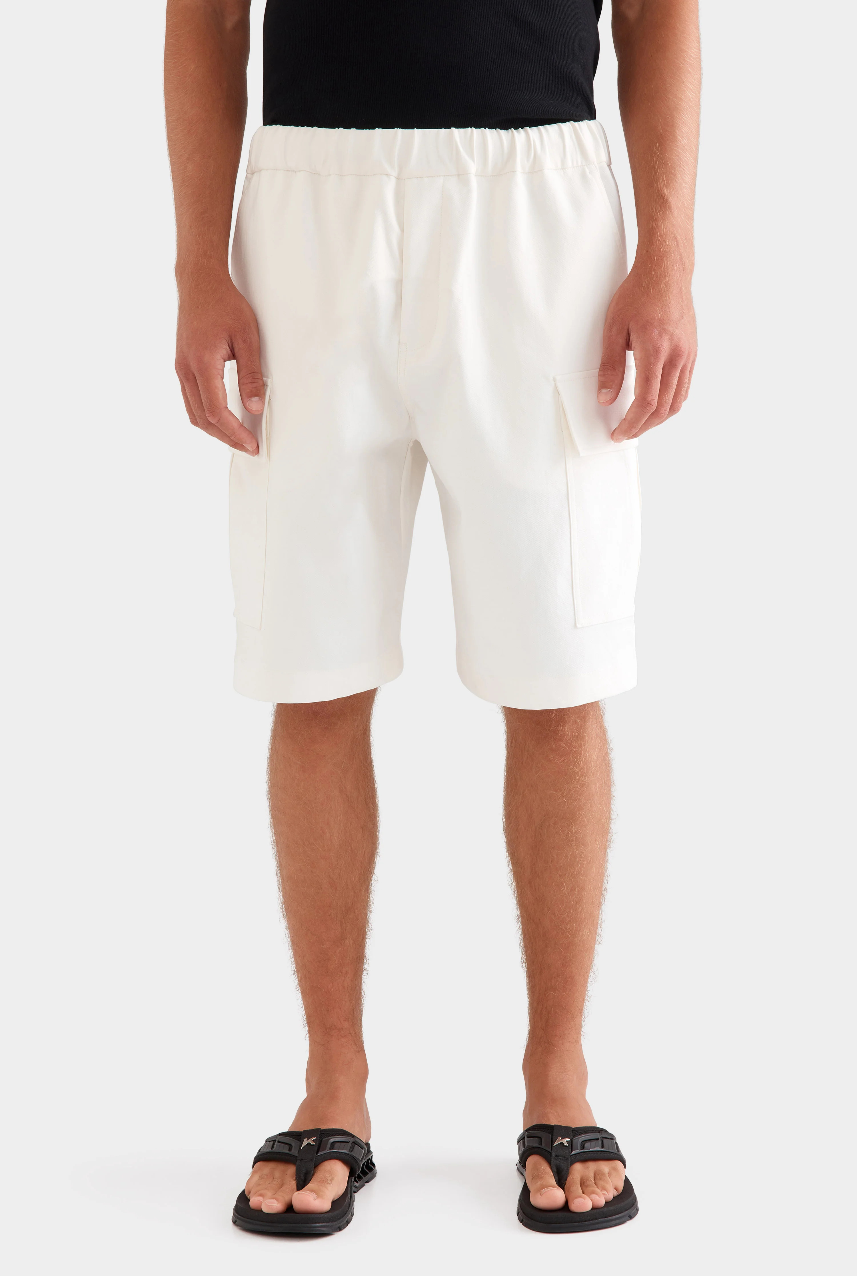 Mens Relaxed Cargo Short in Off White | Venroy | Venroy AU