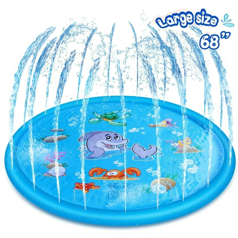 Pyramid Home Decor Splash Pad, 68'' Outdoor Swimming Pool Splash Play Pad - Sprinkler Mat Summer ... | Walmart (US)