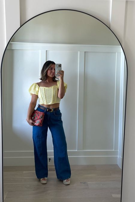 OOTN 🌼 details— the jeans run super big they are adjustable but size down! the top runs big too // size down. My shoes aren’t available but linked similar styles 