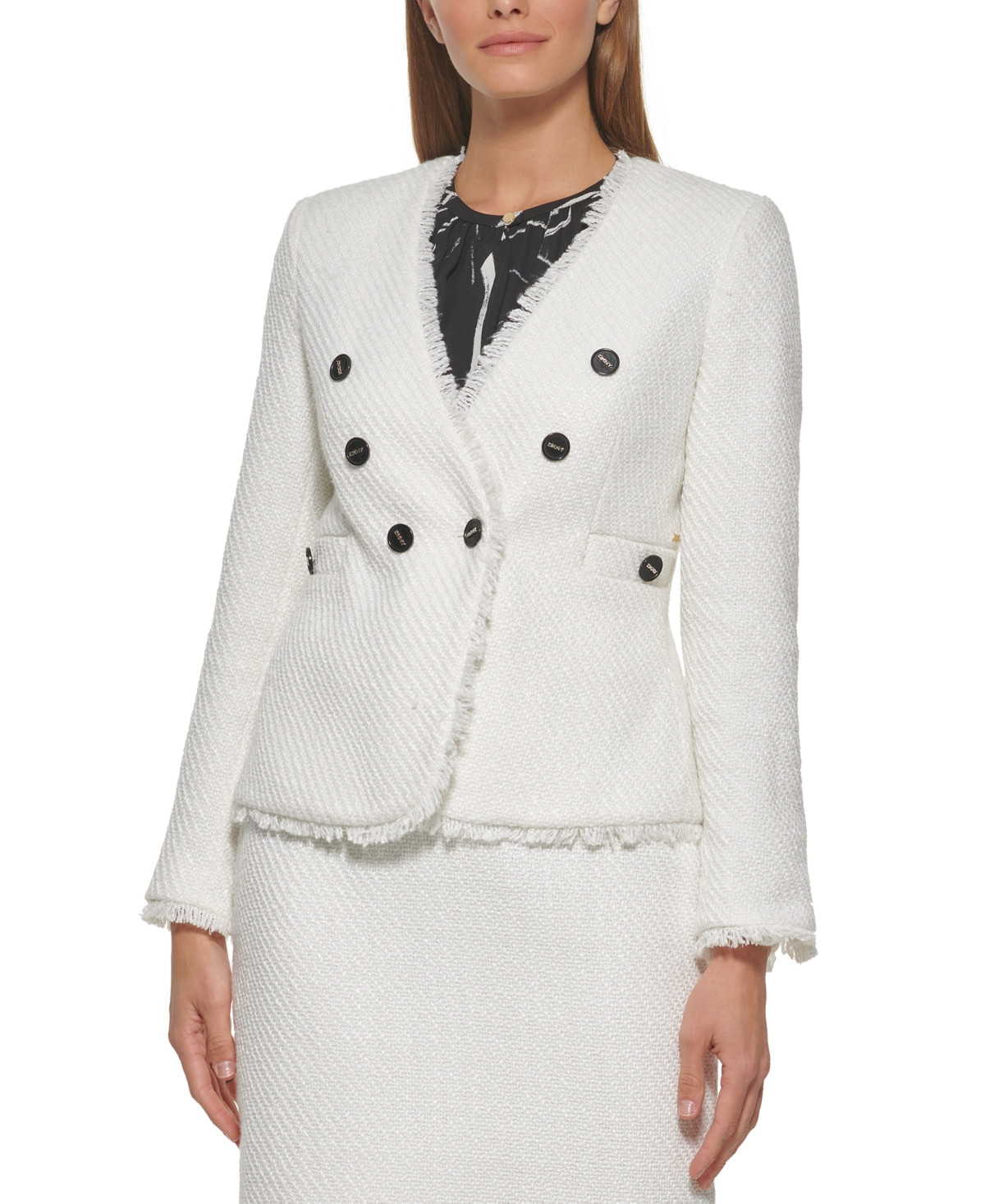 Dkny Petite Collarless Tweed Blazer | Macys (US)