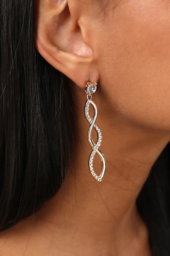 Jene Gold Rhinestone Drop Earrings | Lulus