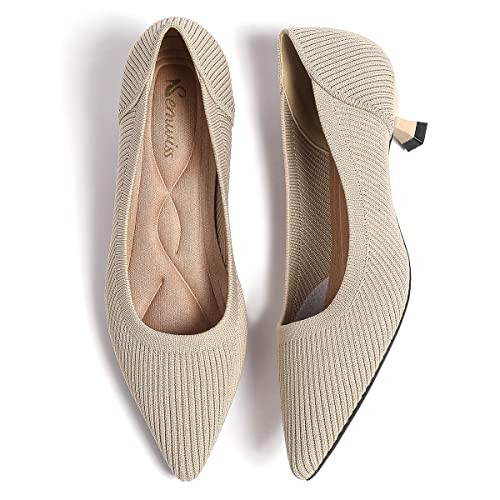 Semwiss Women's Low Heel Classic Pumps Pointed Toe Kitten Heels Shoes，Comfortable Casual Pumps for Women Dressy Nude | Amazon (US)