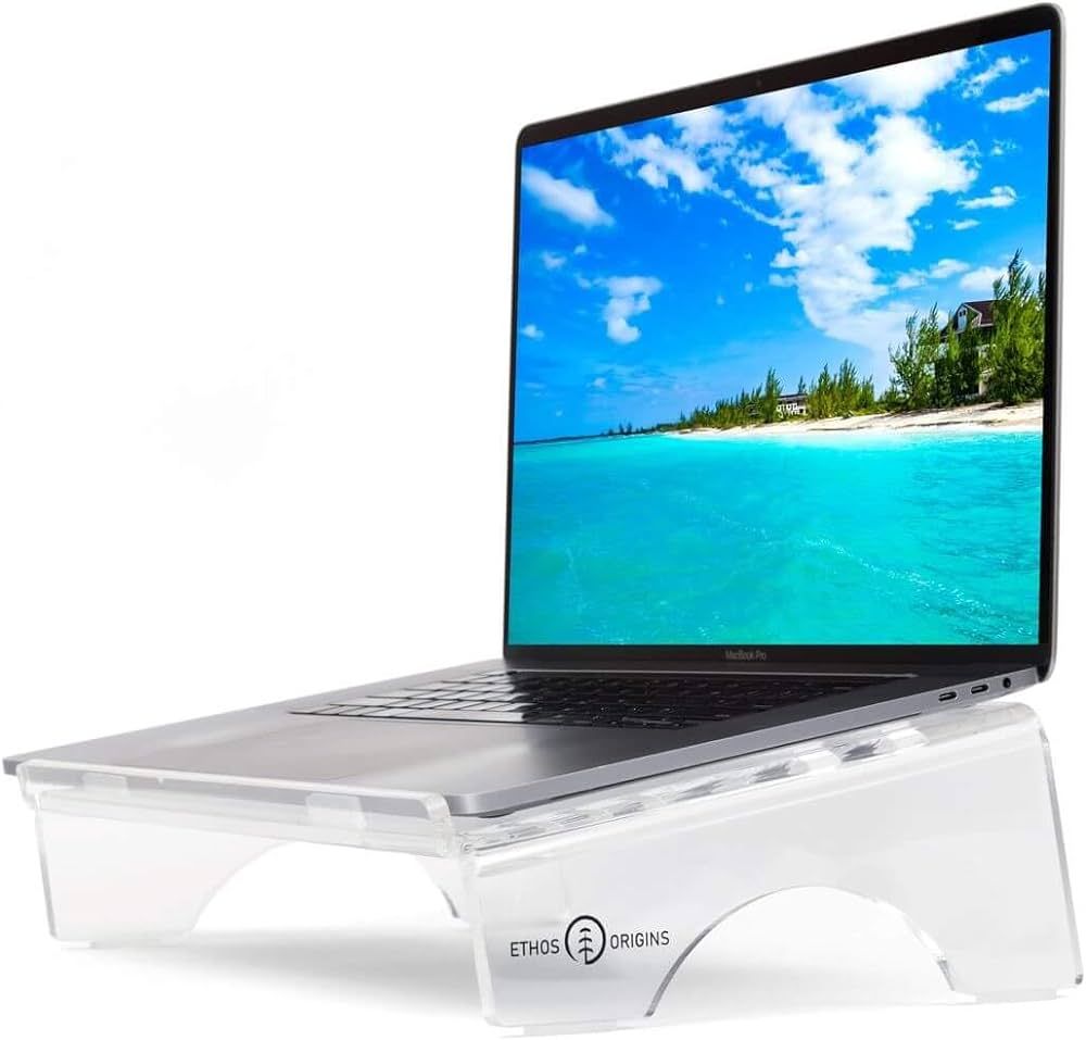 Acrylic Laptop Stand for Desk | 8 mm Acrylic Computer Stand w/ 6 Silicone Grippers | Clear Laptop... | Amazon (US)