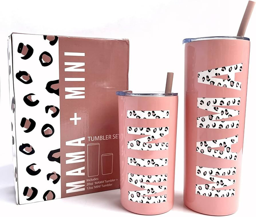 Mama and Mini Tumbler Set - Insulated Stainless Steel, Spill Proof with Straw, Dishwasher Safe. T... | Amazon (US)