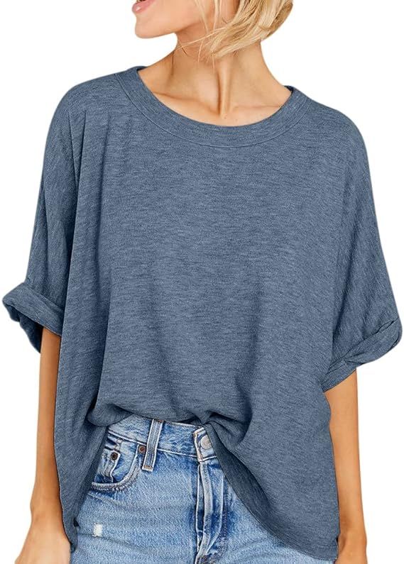 Women Oversized T-shirt Summer Casual Short Sleeve Loose Tee Tops | Amazon (US)