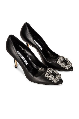 Manolo Blahnik Hangisi 105 Nappa Heel in Black | FWRD 