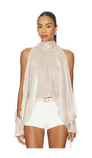 MORE TO COME Tilly Blouse in Beige. - size L | Revolve Clothing (Global)