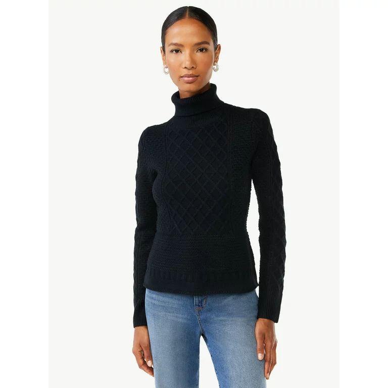 Scoop Women's Cable Knit Turtleneck Sweater | Walmart (US)