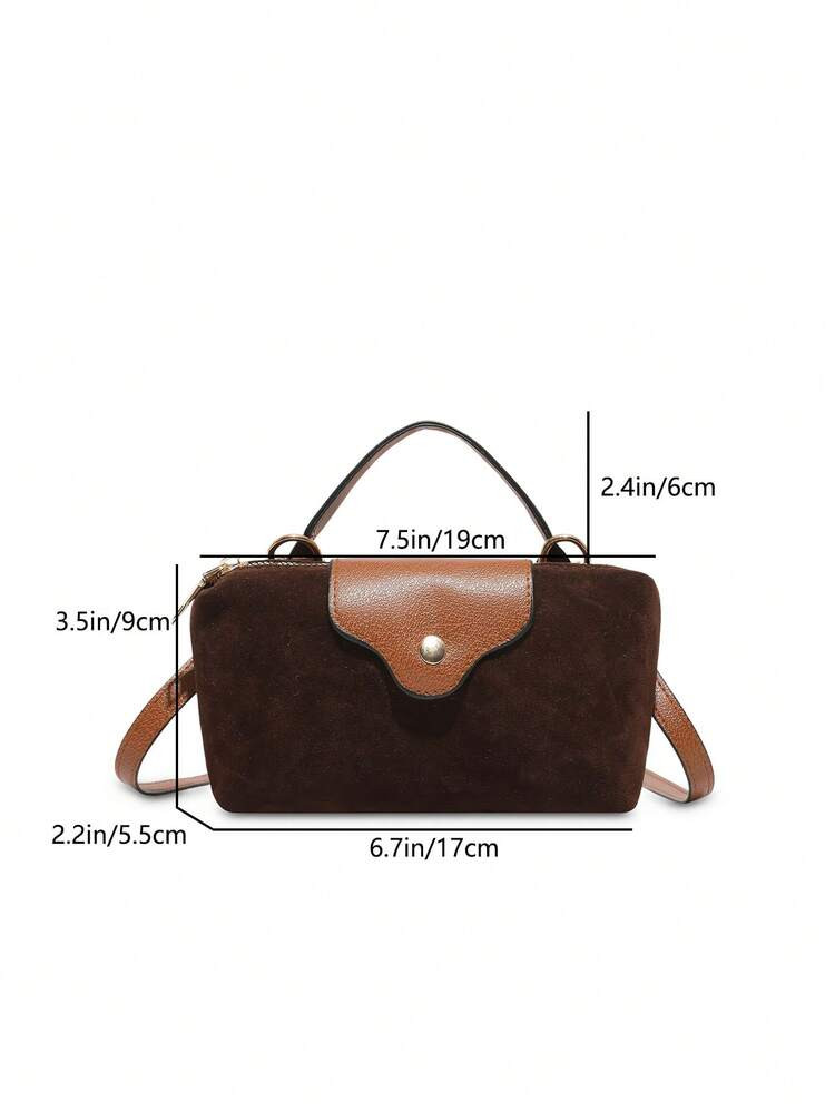 Autumn/Winter New Suede Mini Shoulder Bag, Faux Suede Fabric Nylon Minimalist Crossbody Bag With Magnetic Closure, Casual Cute Fashion Handbag For Women, Bags For Ladies Fashionable | SHEIN