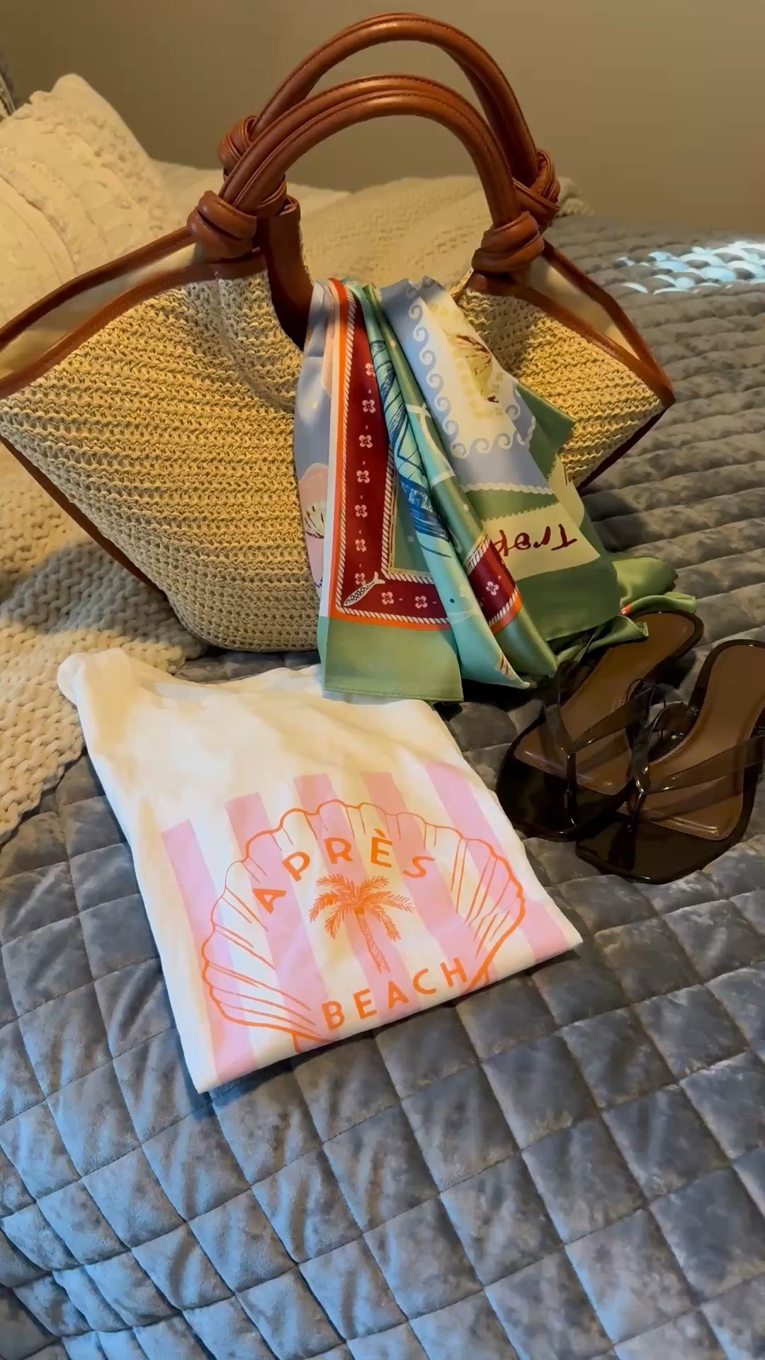Summer accessories for a beach vacation.  Resort wear, summer outfit, vacation outfit