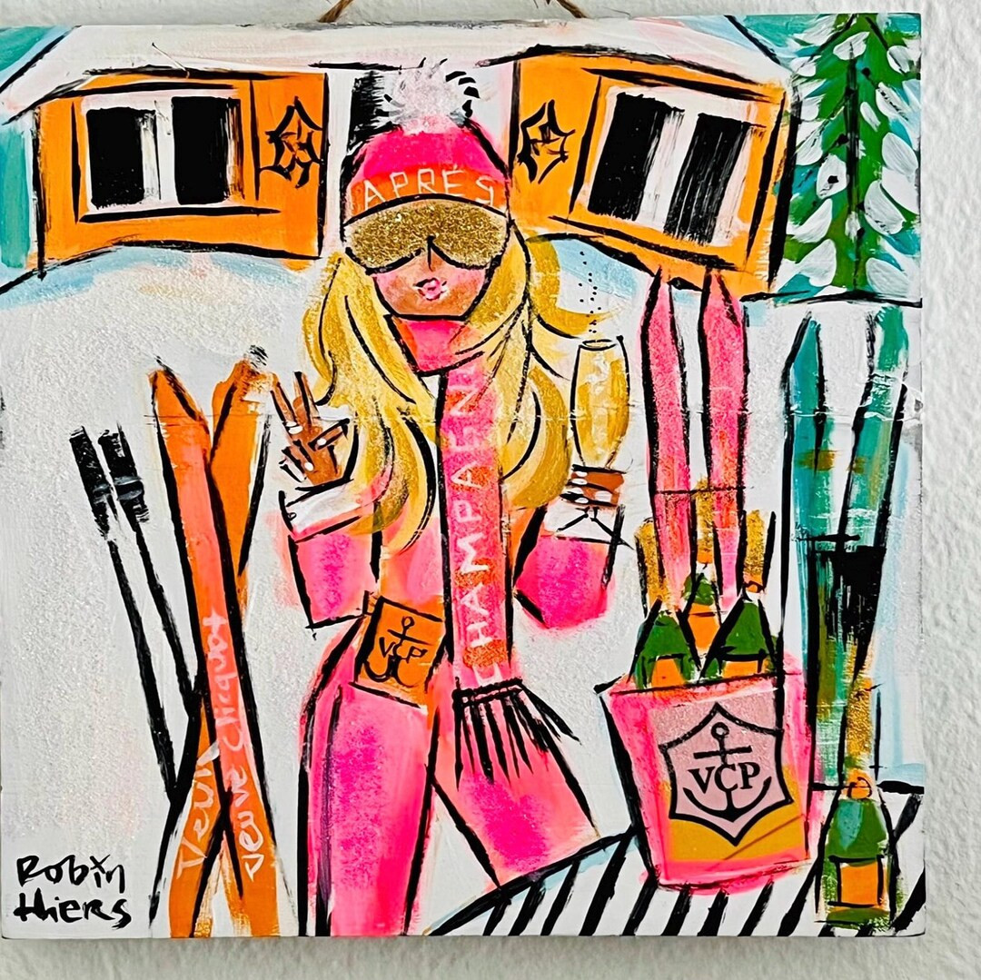 Montage Deer Valley Apres Ski Party Handpainted original on rustic style wood 10” x 10” | Etsy (US)