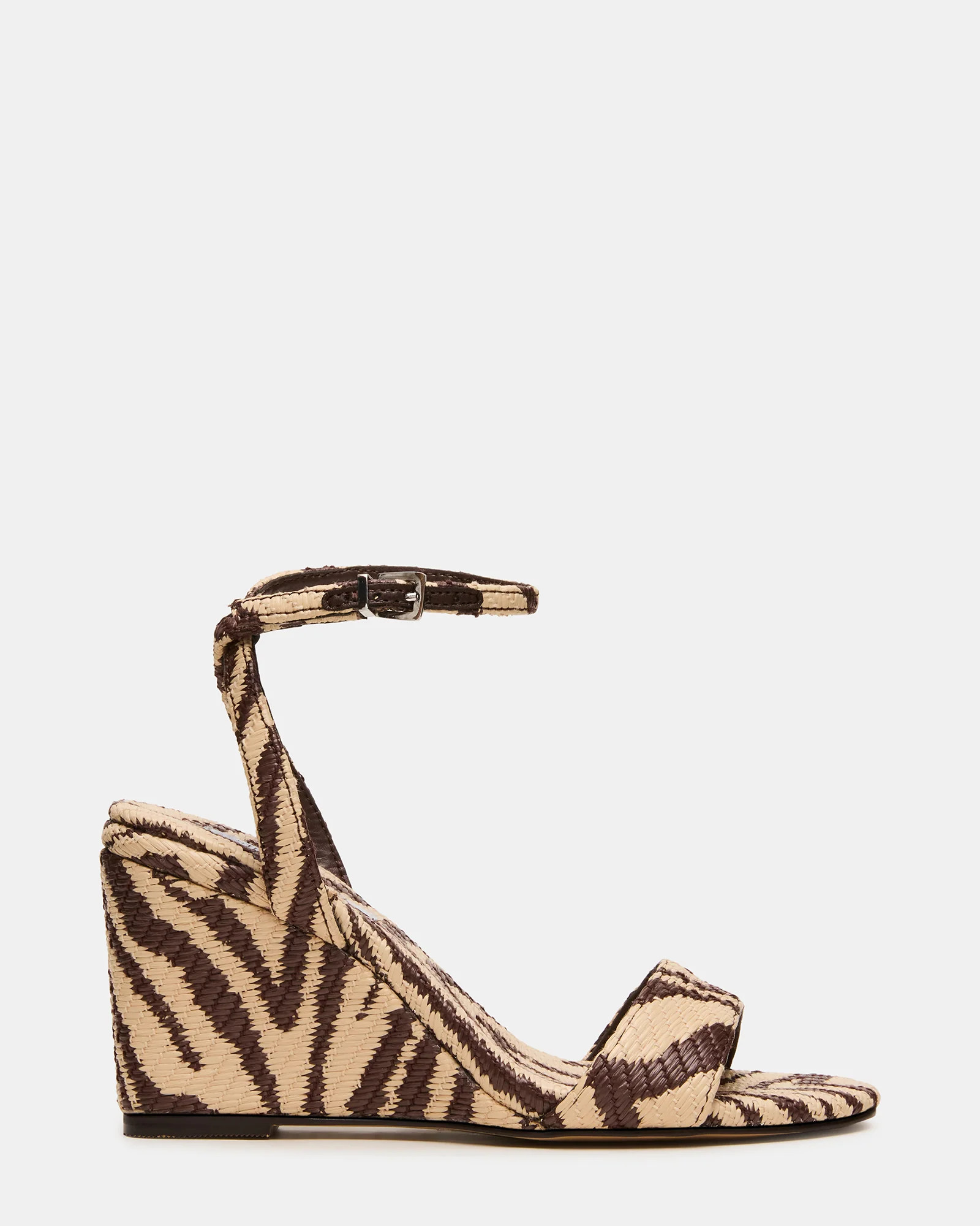 Steve Madden Women's Myka Wedge Sandals - Zebra Raffia - Size 7 - Leather/Linen | Steve Madden (US)