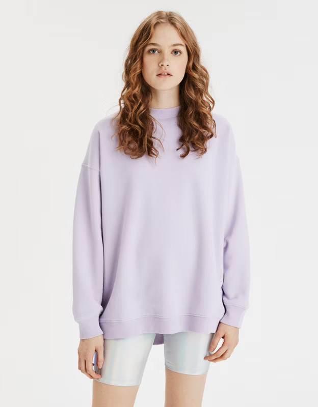 AE Fleece Oversized Vintage Crew Neck Sweatshirt | American Eagle Outfitters (US & CA)
