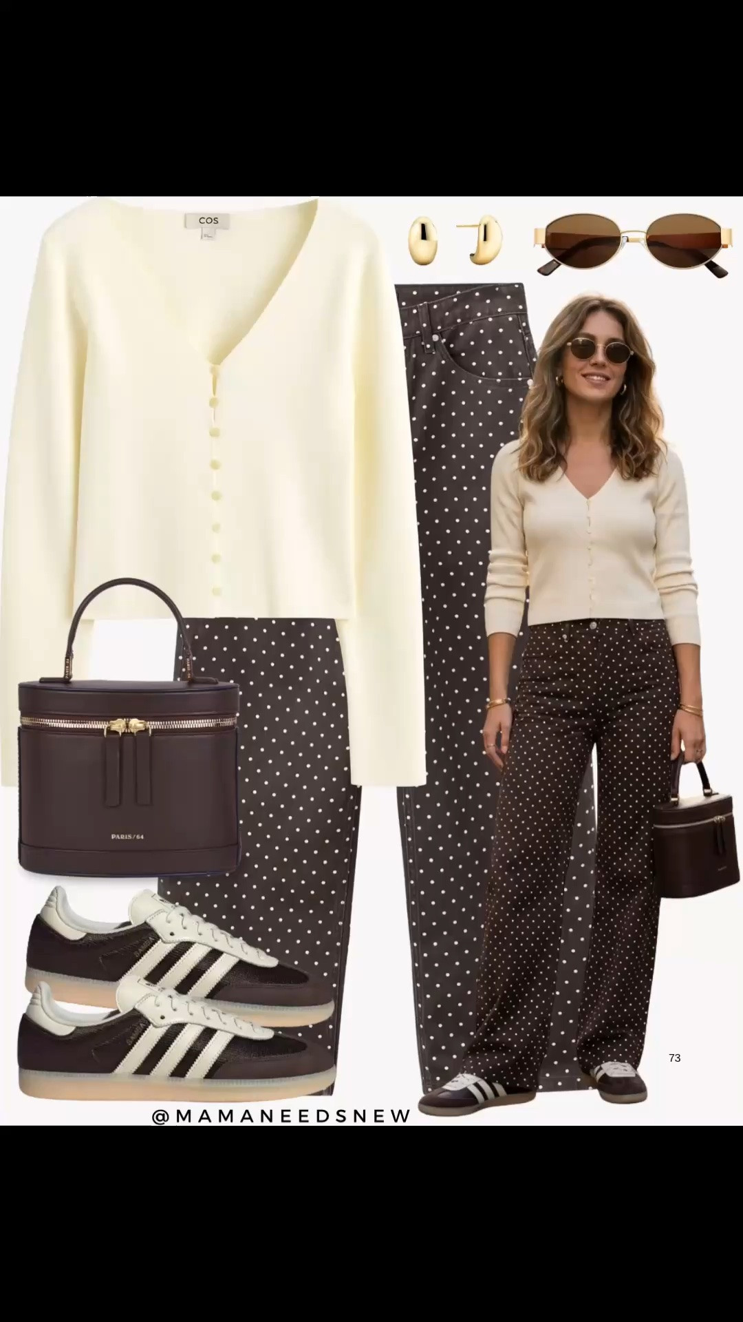 A spring outfit with cardigan, polka dot jeans, sneakers and top handle bag 🤎

#LTKootd #LTKSeasonal #LTKSaleAlert