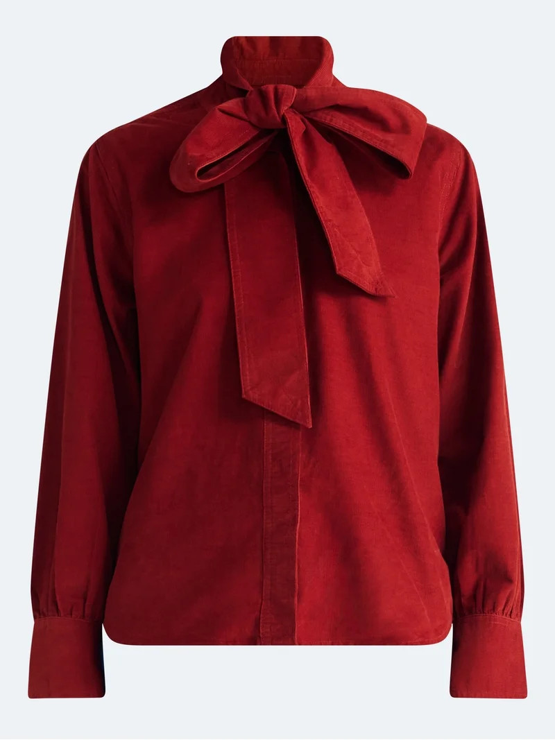 Free Assembly Women's and Women's Plus Long Sleeve Tie Neck Shirt, Sizes XS-4X | Walmart (US)