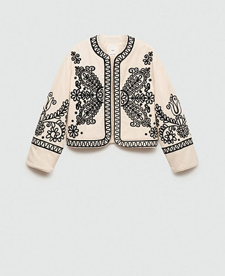 Mango Women's Cotton Embroidered Jacket - Macy's | Macy's