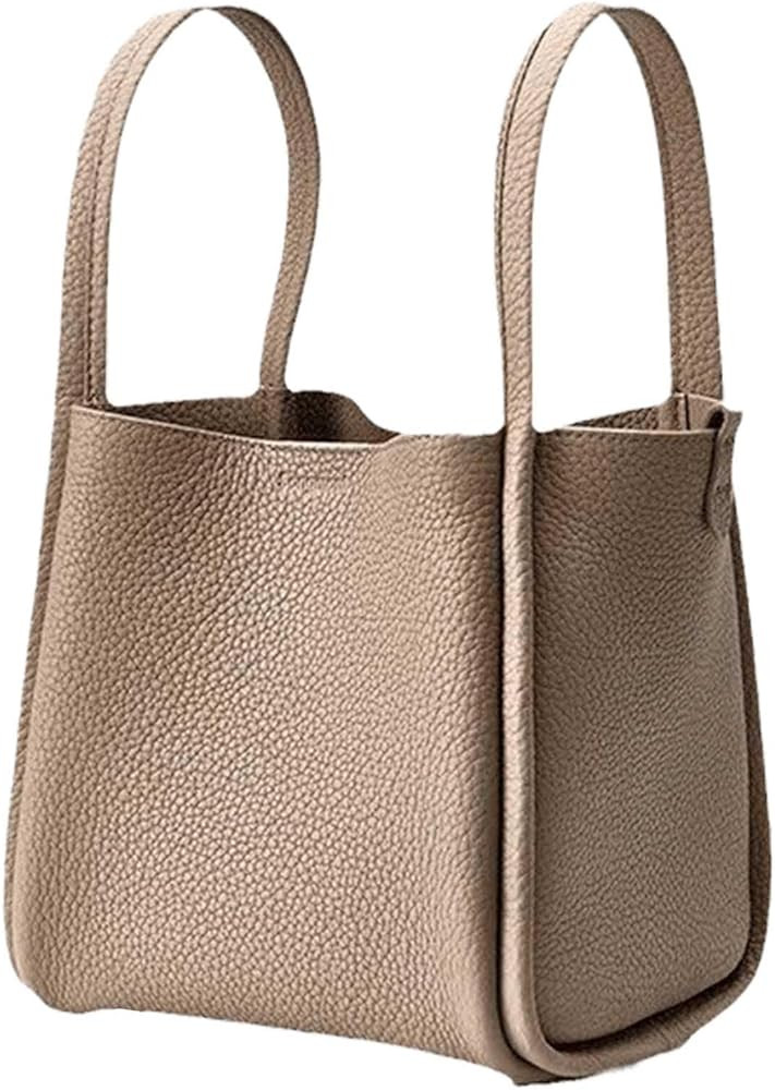 Women's Classic Design Luxury Leather Bag Soft Handbag Fashion Multi functional Bucket Bag Elegan... | Amazon (US)