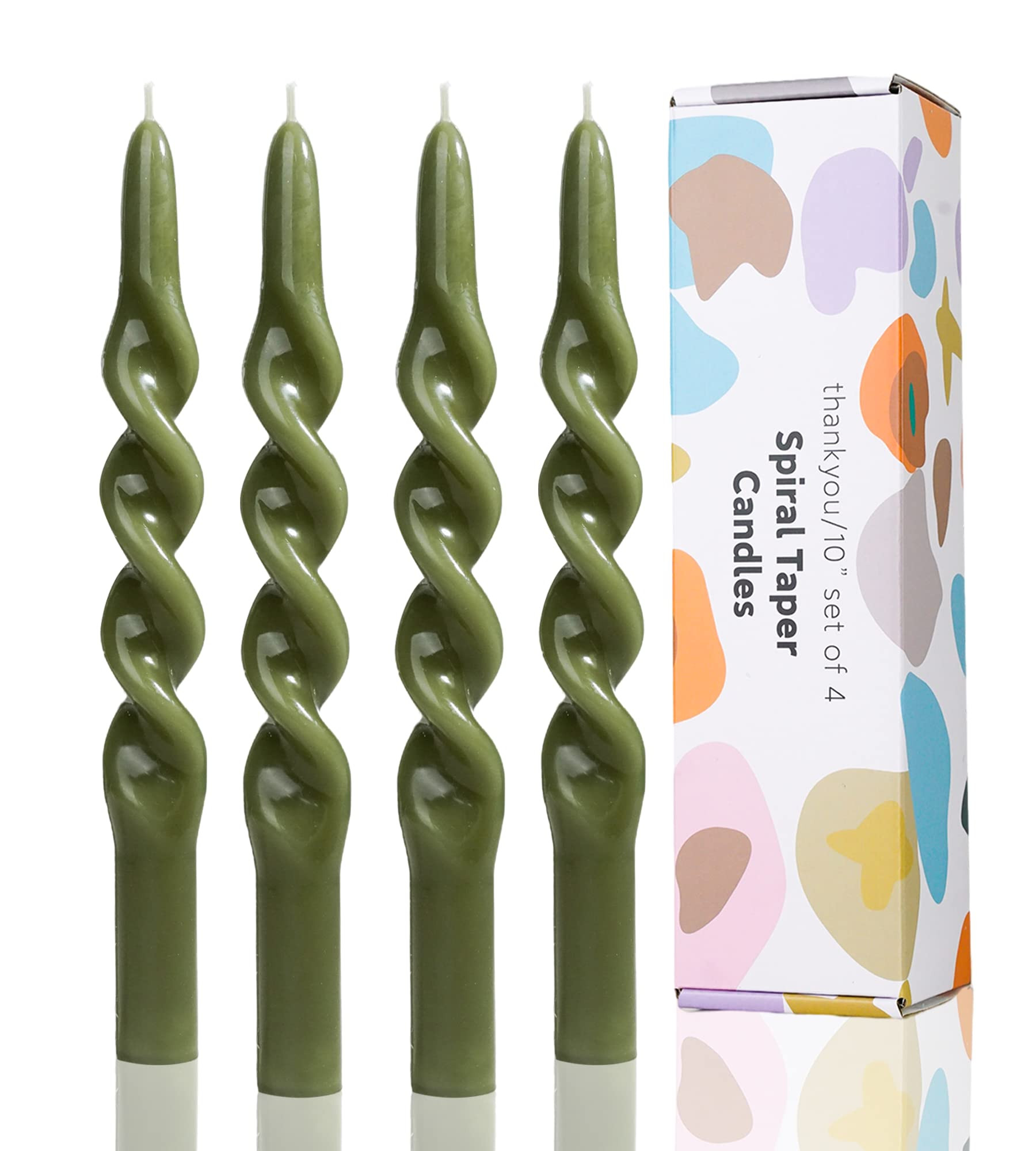 Olive Spiral Taper Candle Tapered Candlesticks,Twisted Taper Candles for Table Decor Housewarming Gift Idea-10inch,4pcs(Olive Green-B) | Amazon (US)