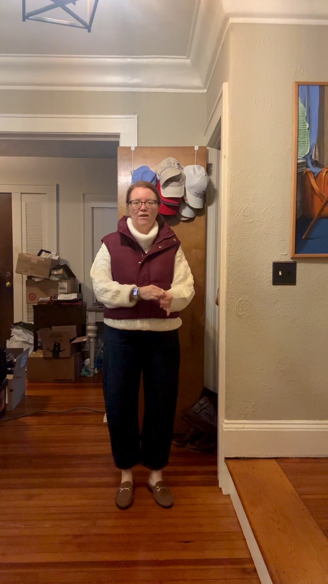 Puffer vest that cinches at the waist!  Beautiful soft ivory cable knit turtleneck sweater will be warm and cozy for fall and winter.  Barrel leg jeans in petite.  Everything fit TTS.  Sweater and vest is small and jeans are 8p 29.  Very fitted at waist. 

#LTKPetite #LTKSaleAlert #LTKOver40