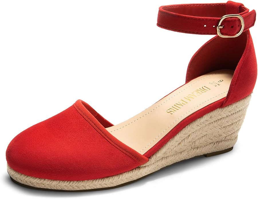 DREAM PAIRS Women's Espadrilles Closed Toe Ankle Strap Dressy Platform Wedge Sandals | Amazon (US)