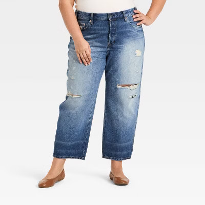 Women's Mid-Rise Boyfriend Jeans - Universal Thread™ Vintage Medium Destroy 18 | Target