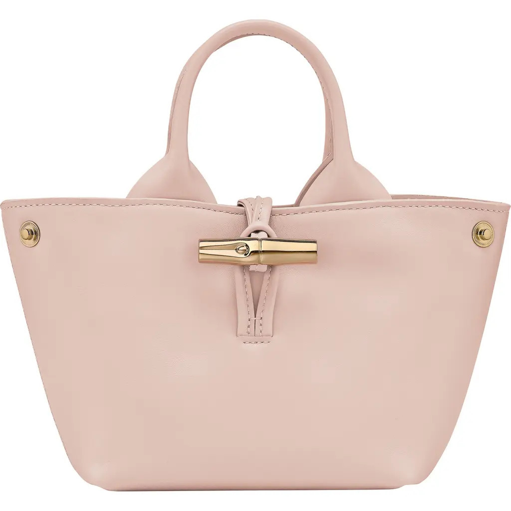 Longchamp Extra Small Le Roseau Leather Bucket Bag in Petal Pink at Nordstrom | Nordstrom
