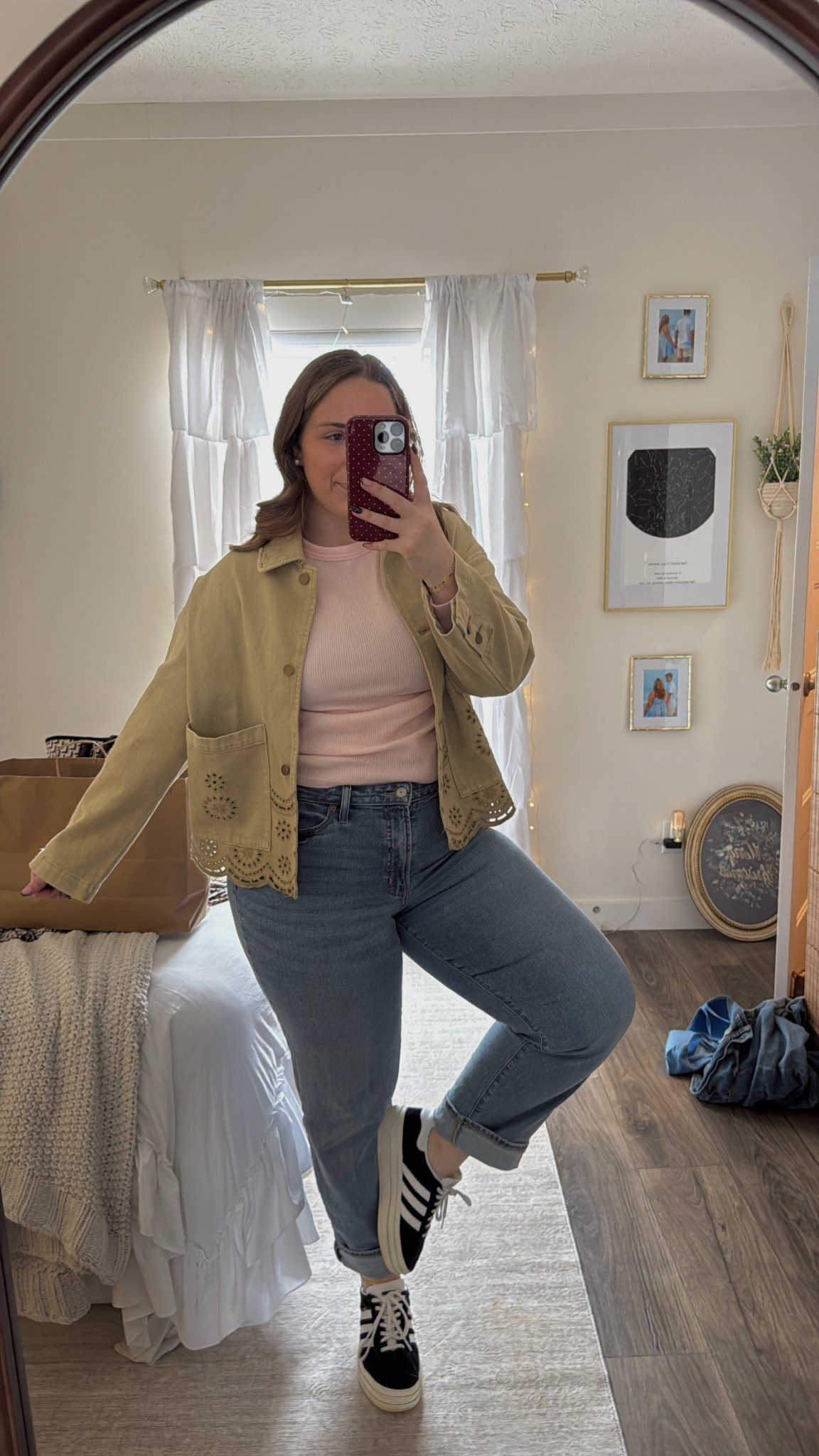 Work ootd💞🧥

Jean jacket is from Old Fancy linked in my Shop My under IG Stories! 

#LTKMidsize #LTKootd #LTKSeasonal