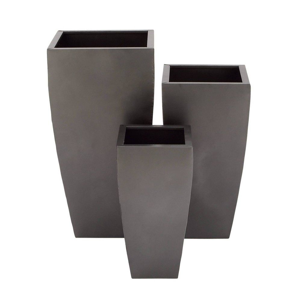 Set of 3 Modern Rectangular Metal Planters Black - Olivia & May | Target