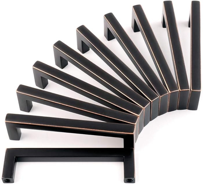 KOOFIZO Solid Square Bar Cabinet Handle - Oil Rubbed Bronze Furniture Pull, 3.8 Inch/96mm Screwho... | Amazon (US)