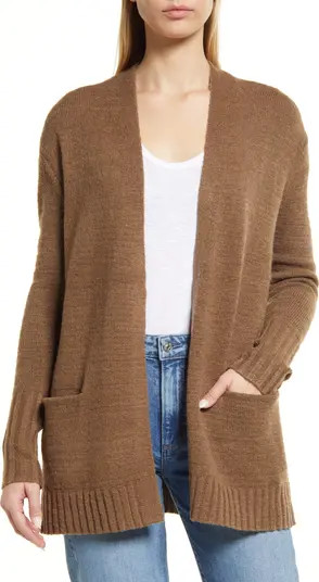 Caslon® Collarless Open Front Long Cardigan | Nordstrom | Nordstrom