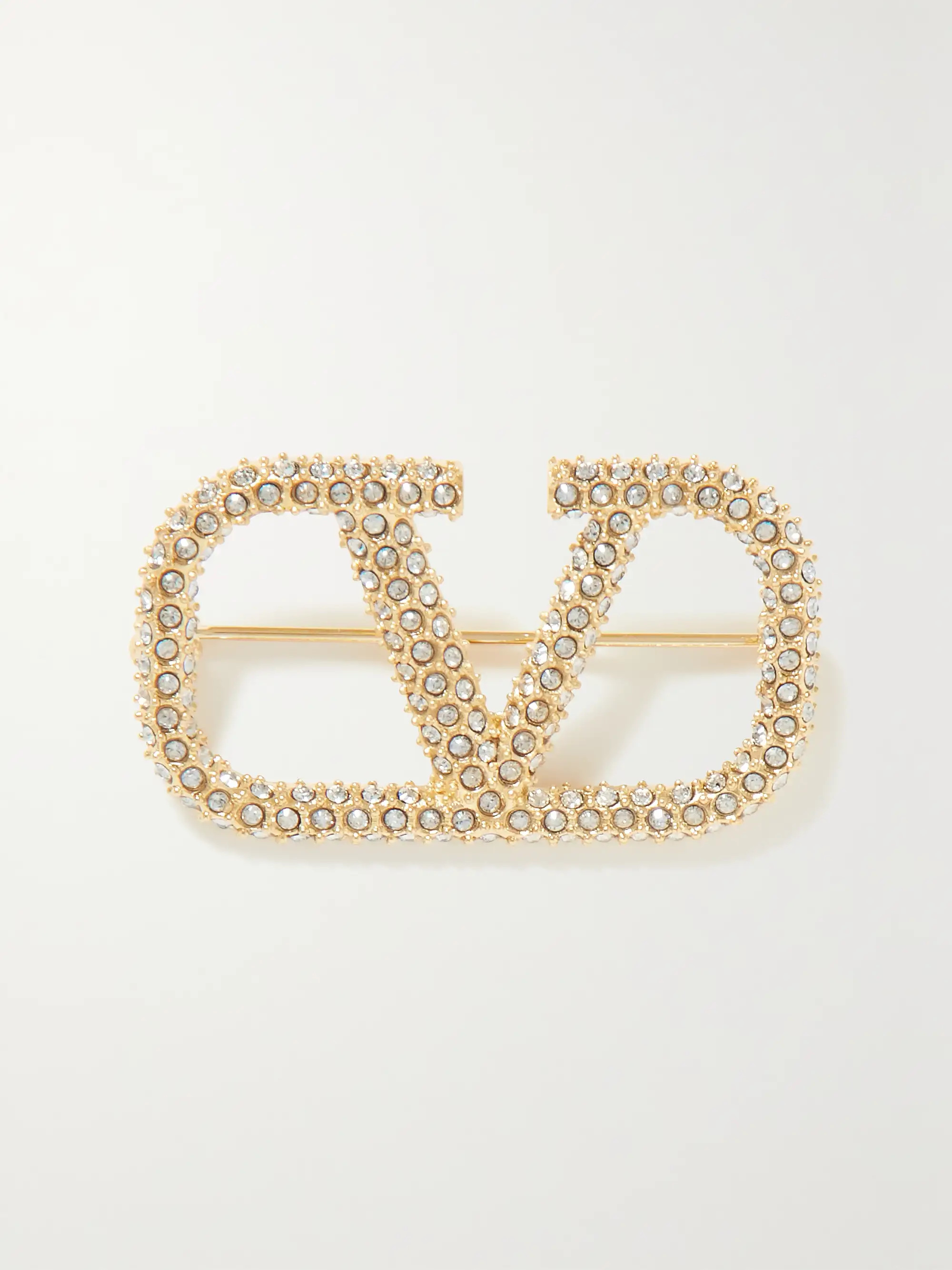 VLOGO crystal-embellished gold-tone brooch | NET-A-PORTER (US)