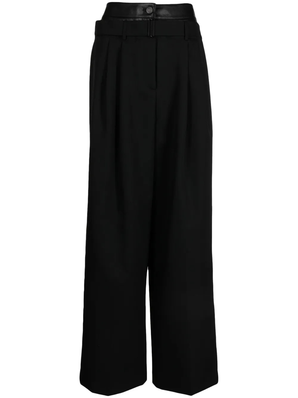 double-layer wide-leg wool trousers | Farfetch Global