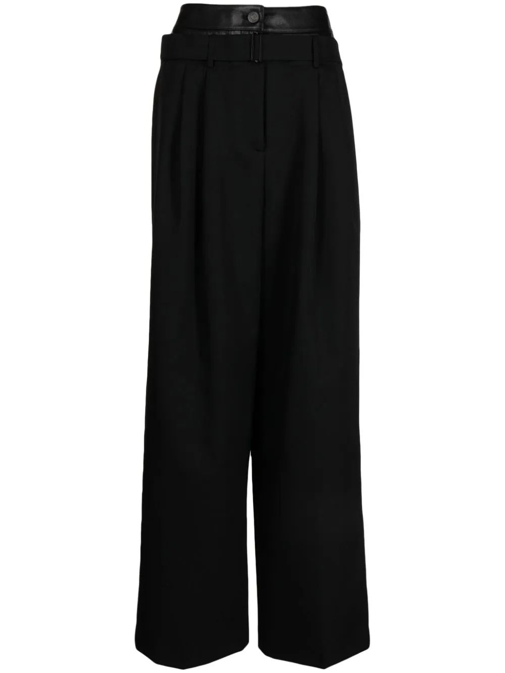 double-layer wide-leg wool trousers | Farfetch Global