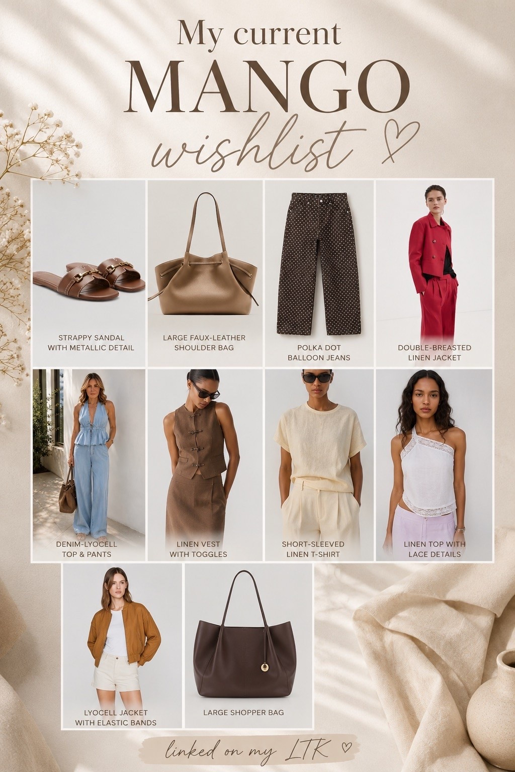 Current Mango favorites 🤎
Effortless neutrals, chic linen pieces & timeless accessories that elevate every look ✨ Which one would you add to your closet first?

LTKStyle #MangoStyle #NeutralAesthetic #EffortlessChic #SpringStyle #FashionFavorites #QuietLuxury #LTKFashion