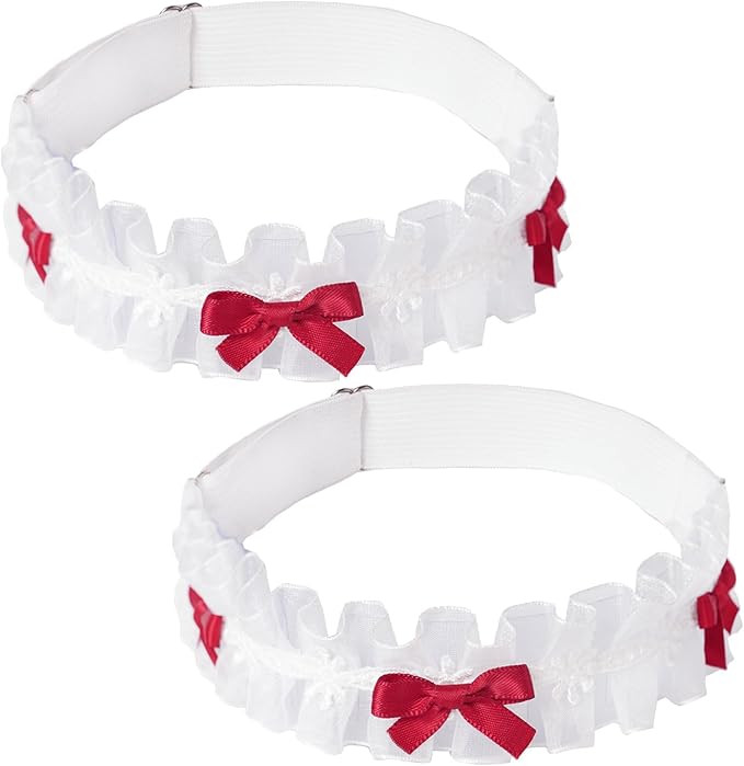 MinoCino Gartesr for Bride, White Lace with Red Bows for Wedding Bridal Accessories, Adjustable E... | Amazon (CA)