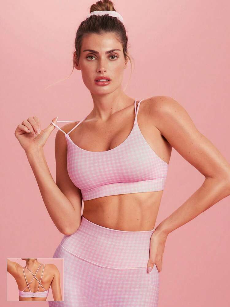 GLOWMODE FeatherFit™ Strappy Back Sports Bra Tank Top Low Impact Yoga Daily Gym  Spring Summer | SHEIN