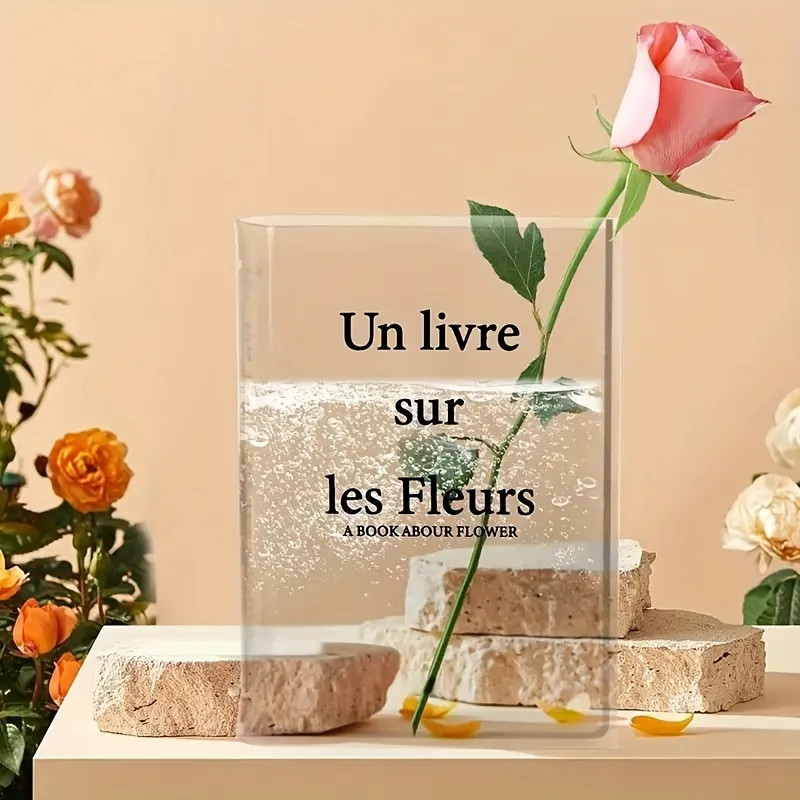 1pc Ins Style French Transparent Acrylic Book Vase, Living Room Hydroponic Flower Arrangement Vas... | Temu Affiliate Program