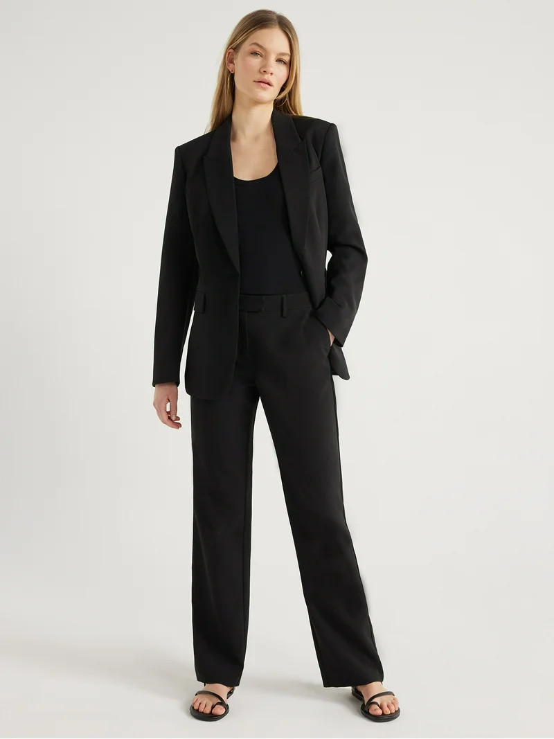 Scoop Women's & Women's Plus Crepe One Button Suit Blazer, Sizes XS-4X - Walmart.com | Walmart (US)